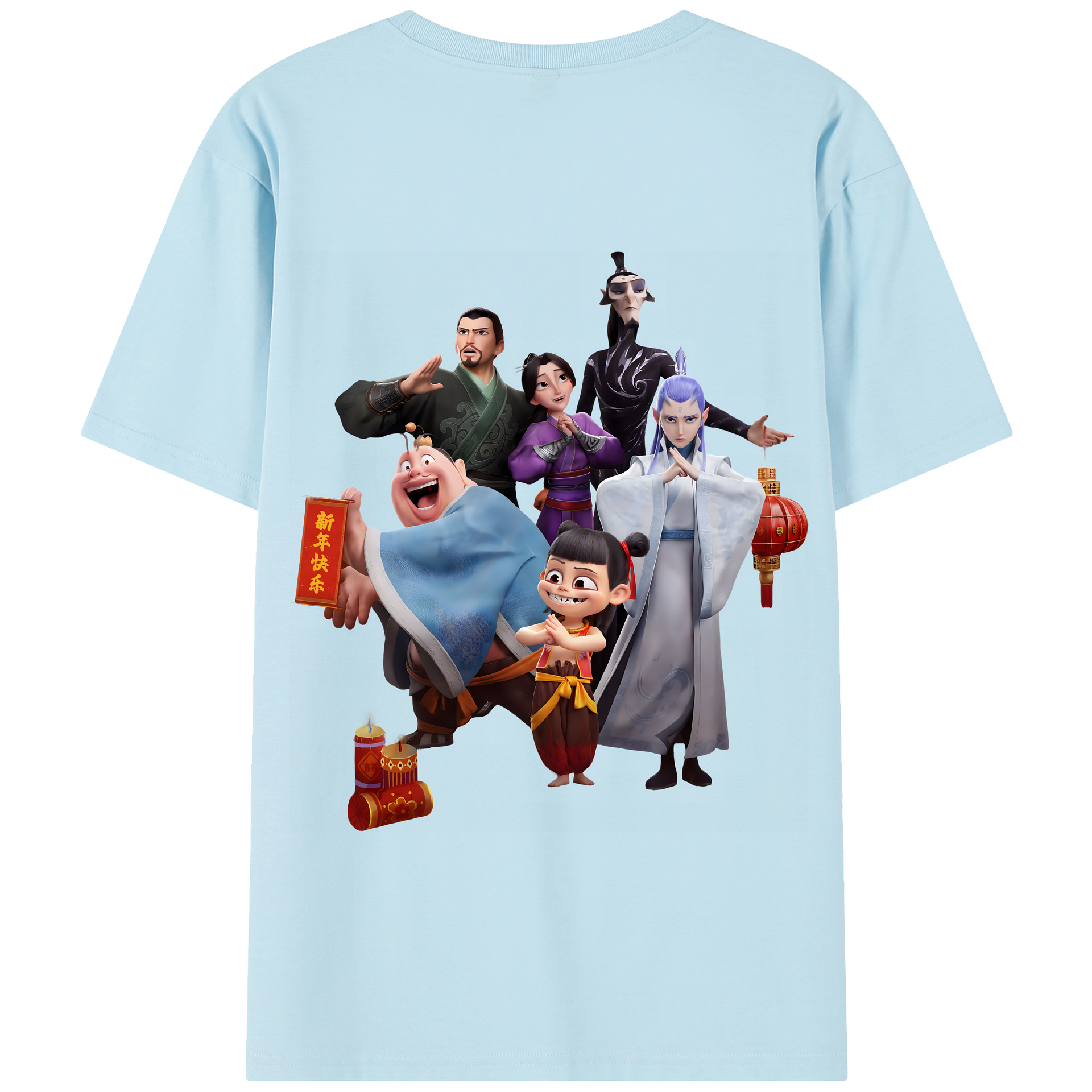 （画像用） Ne Zha 2 ナタ 魔童の大暴れ 綿100％半袖Tシャツ（背面プリント）